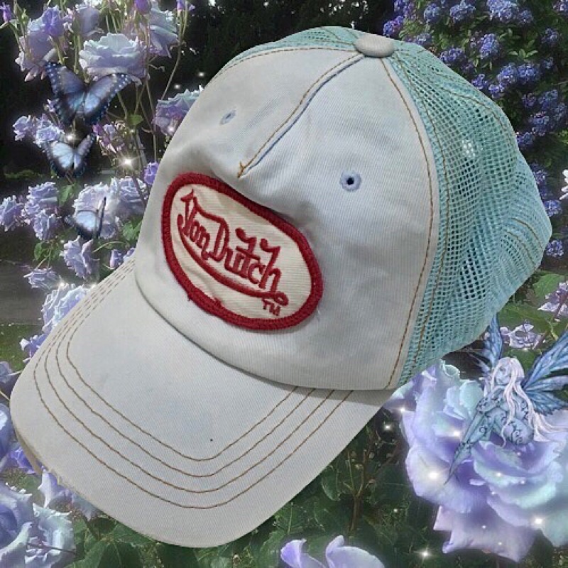 topi y2k rare baby blue von dutch