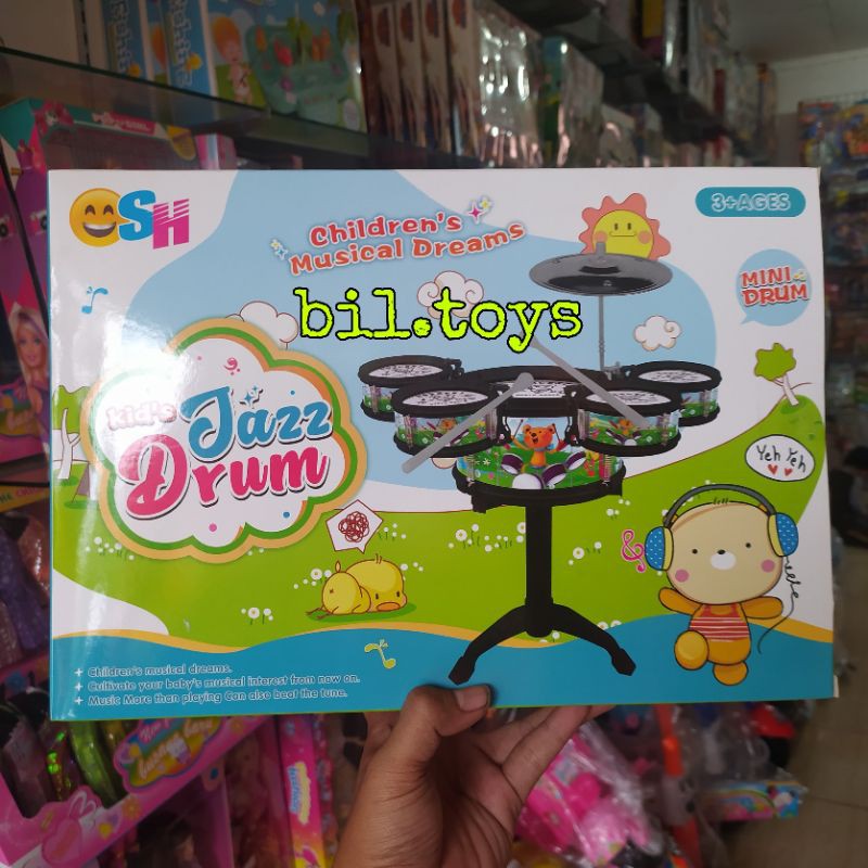 MAINAN ANAK LAKI LAKI JAZZ DRUM MAINAN ANAK DRUM SET LENGKAP 6PCS IN 1 MAINAN DRUM PUKUL