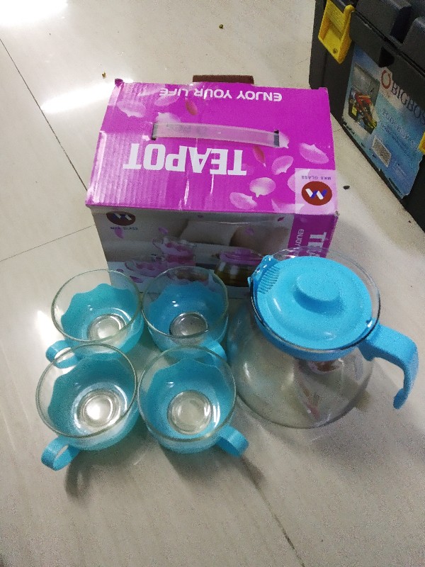 Tea Pot Set 5 In 1 /teko Set /teko Kaca/ Cangkir Kopi/ Teapot