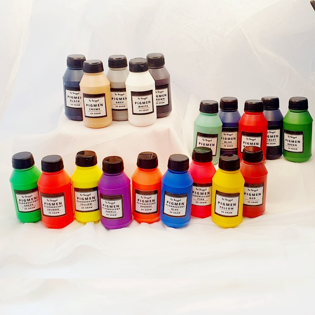 

PAKET PIGMEN 60gr LENGKAP BANGET 20PC SURGA - Pewarna Sablon Pigment Color Stabilo Slime Waterbased Tie Dye Pigment Cat Warna Warni Air Cairan Liquid Paint Perlengkapan Gambar Mewarna Lukis