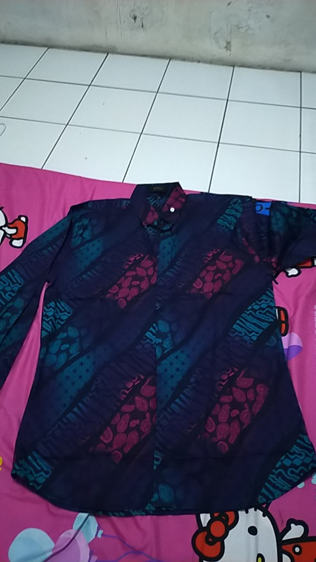 [bisa Cod] Zen 6355 Long Batik Gradation Navy M-l Kemeja Batik Lengan Panjang