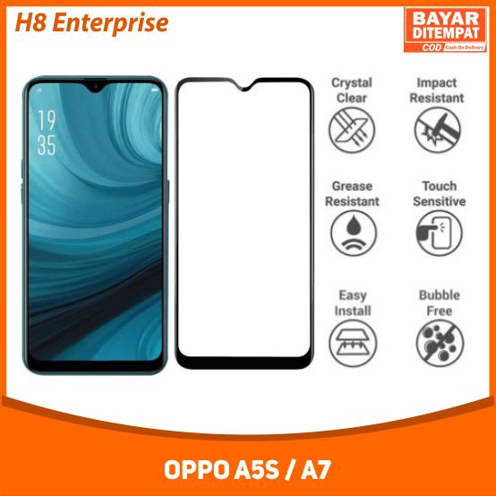 Tempered Glass 9D For Oppo A7 / Oppo A5s Tempered Glass Full Layar Full Cover Full Glue