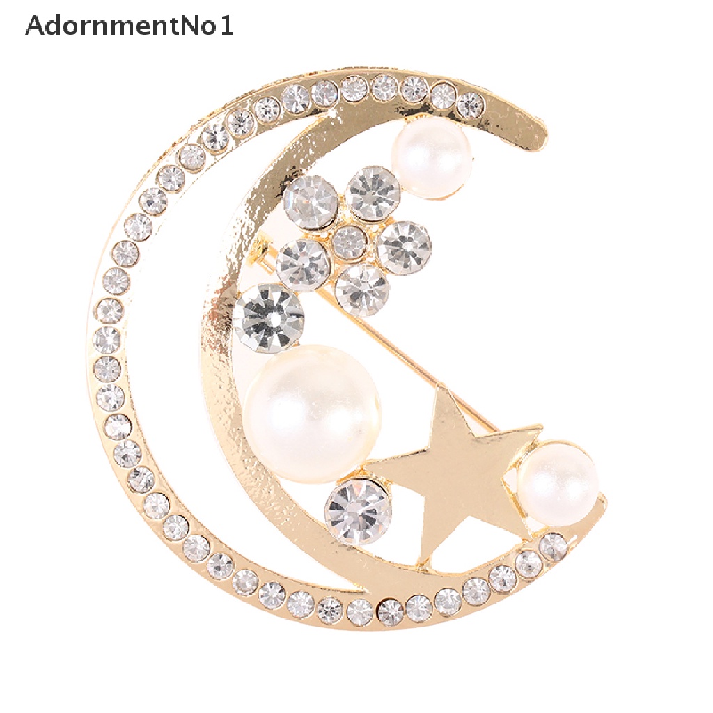 (AdornmentNo1) Bros / Pin Gaya Baroque Bentuk Bulan / Bintang / Mutiara Imitasi Untuk Wanita