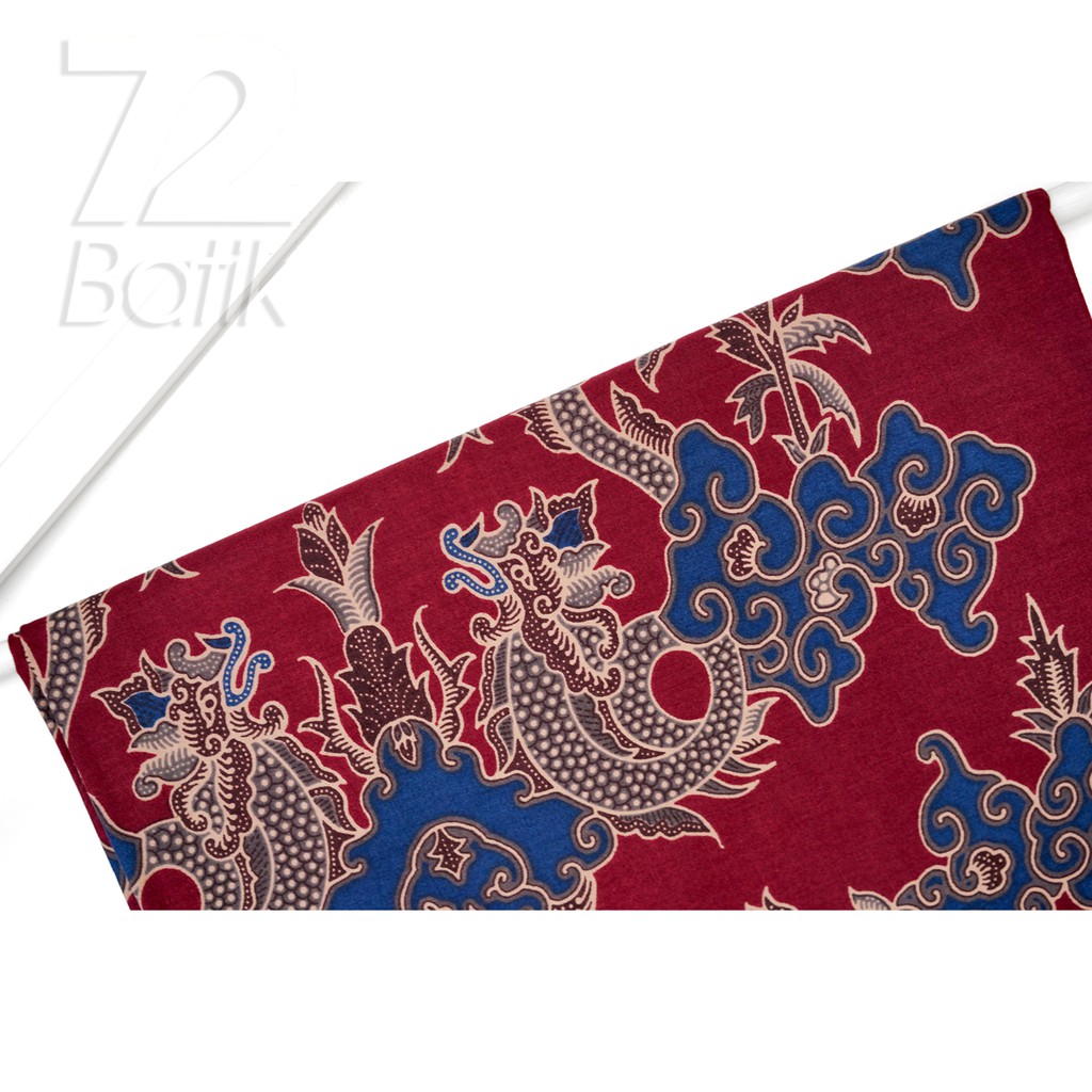 KAIN BATIK PREMIUM Bahan Katun Motif Naga Kembar Warna Merah Maroon Marun Maron 721201 Cap 72 Jarik Jarit Samping Kebat Panjang Batik Katun Modern Premium Bahan Seragam Batik Pernikahan Kantor Keluarga Murah Kamen Jadi Batik Bali Lembaran