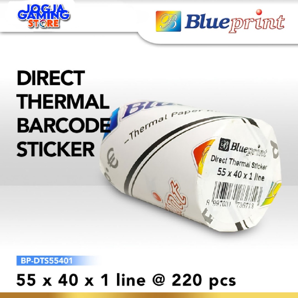 

Direct Thermal Sticker / Label Stiker BLUEPRINT 55x40 mm 1 Line - 1 Roll