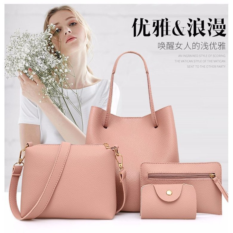 TB-83 set 4 pcs tas wanita selempang dompet import korea jepang