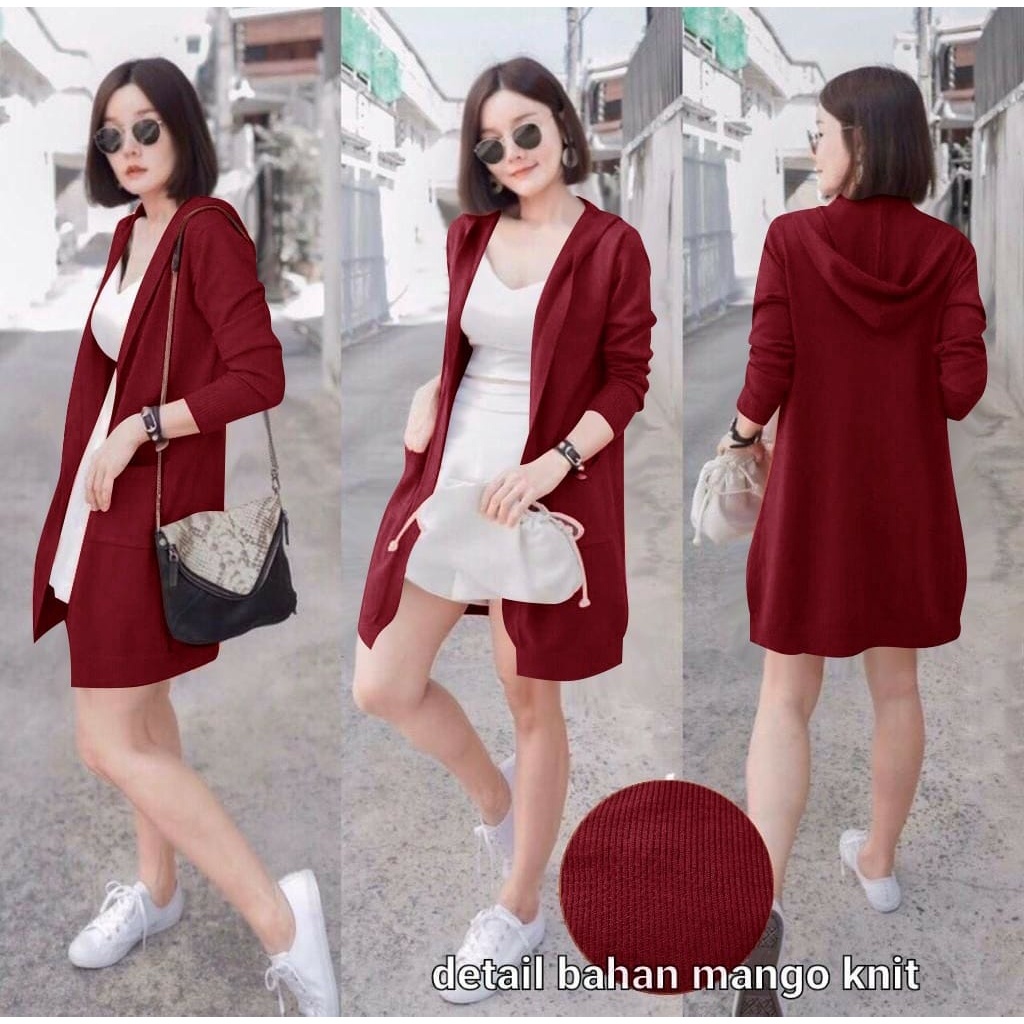 PCS LONG CARDI MANGGO KNIT FASHION PAKAIAN WANITA ATASAN OUTER ED
