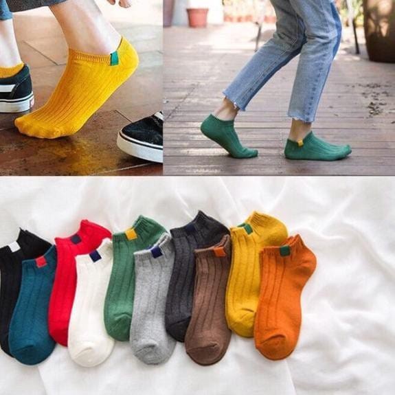 ✌️ Veshop ✌️ A052 Kaos kaki Motif Petak Kaoskaki Pendek Semata Kaki Unisex Pria Wanita Import-2