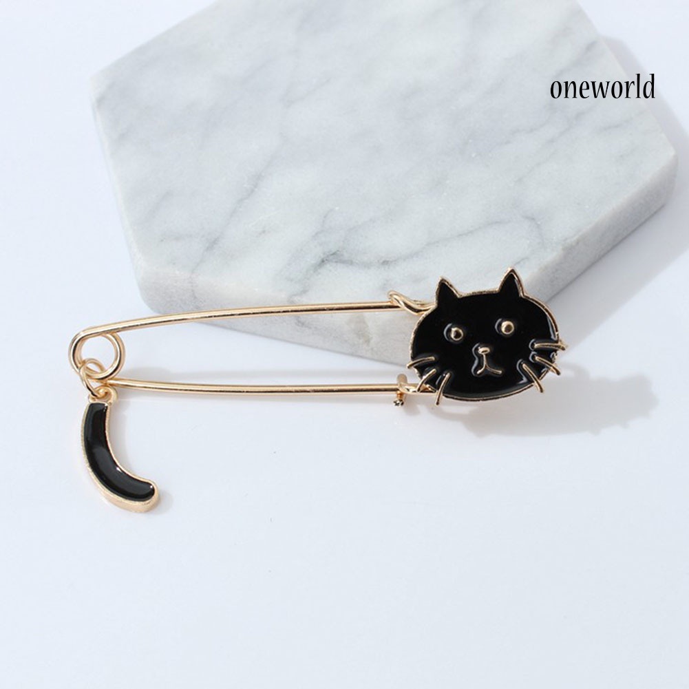 OW@ Cute Enamel Cat Brooch Pin Women Shawl Cardigan Shirt Clip Decor Jewelry Gift