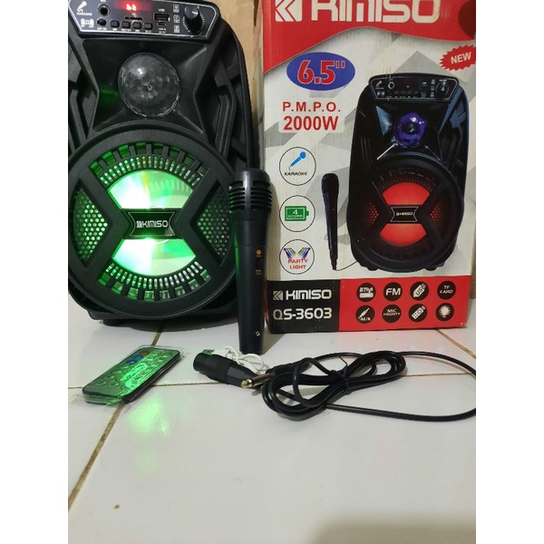 SPEAKER BLUETOOTH KIMISO 6'5 INCH QS-3603 PLUS MIC KARAOKE X-BASS