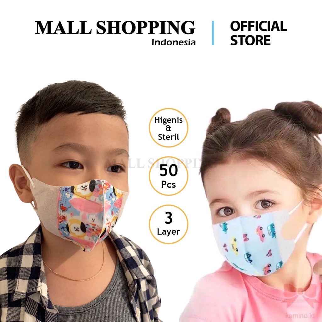 TERLARIS MASKER DUCKBILL ANAK 3D MOTIF 3PLY KARAKTER BTS MIX TERMURAH