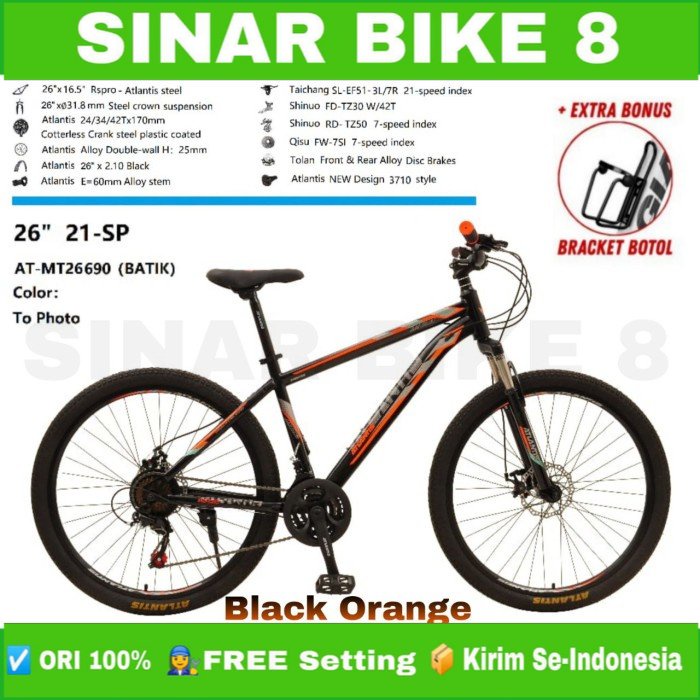 Sepeda Gunung MTB Atlantis MT-690 Ukuran 24 dan 26 Inch 21 Speed Inner Cable