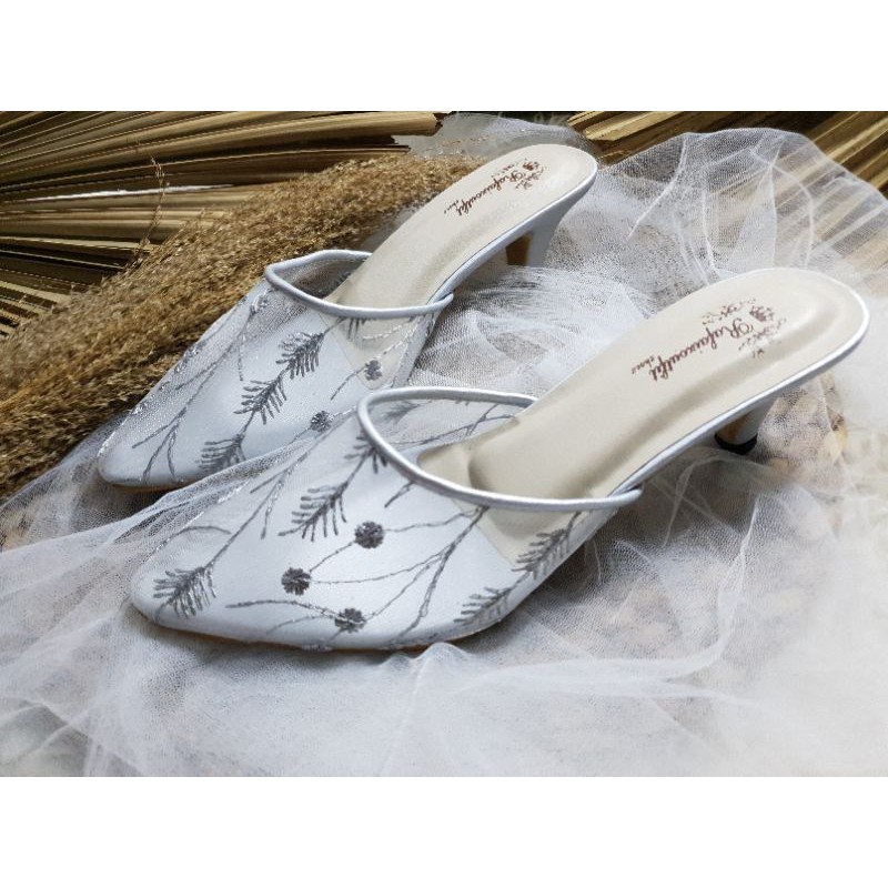 sepatu wanita silver abu sepatu sexy wanita 5cm lancip