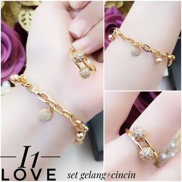 Xuping set perhiasan lapis emas 24k 0423i