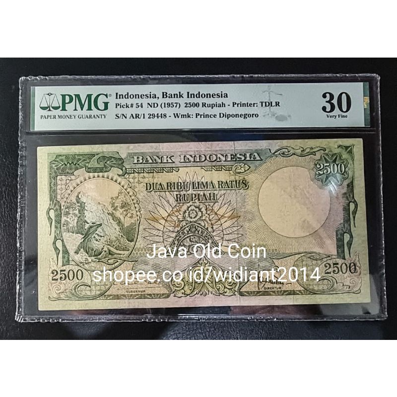 uang kuno rp 2500 tahun 1957 Seri hewan PMG