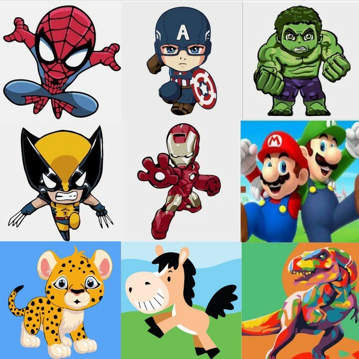 

SET KIT KANVAS LUKIS ANAK 20x20CM CANVAS PAINTING BY NUMBER SUPERHERO