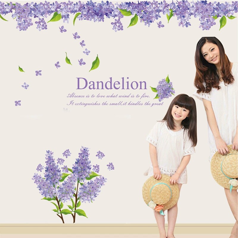 RELIZA WALL STICKER / Sticker Dinding BUNGA DANDELION UNGU BIRU RENDA FLOWERS HIASAN DINDING ABC 1004