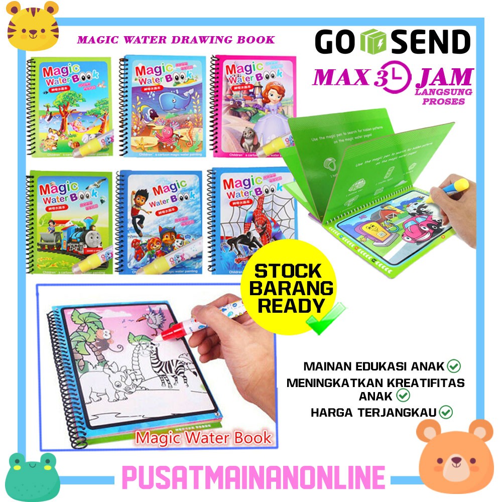 

SOUVENIR BUKU MAGIC water BOOK / DOODLE BOOK / MAGIC buku menggambar / MAINAN ANAK REUSABLE BOOK