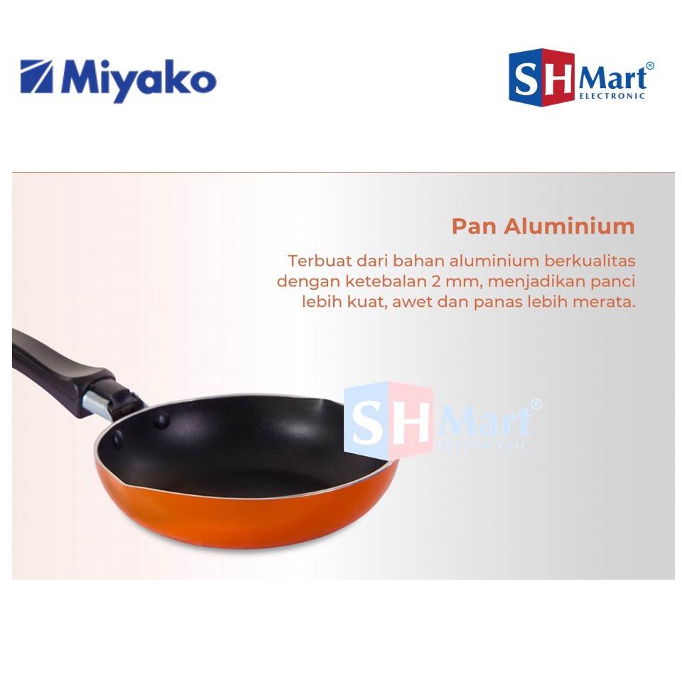 FRY PAN MIYAKO TEFLON ANTI LENGKET FP-18A / FP-20A / FP-22A PANCI PENGGORENGAN 18CM,20CM,22CM WITH BIBIR TUANG