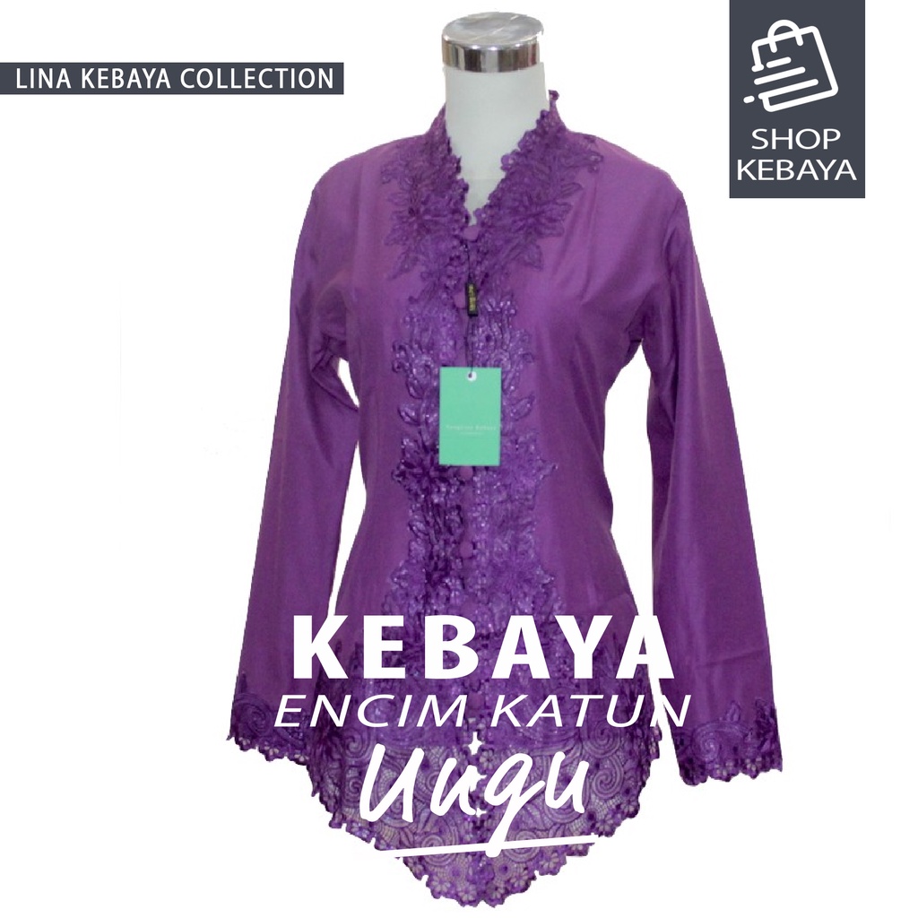 Jual Kebaya Encim Bordir Modern Ungu Lengan Panjang Indonesia|Shopee
