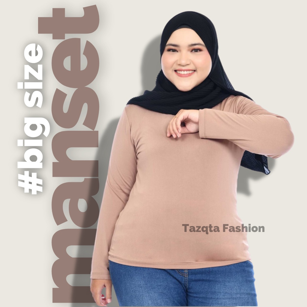 Baju kaos Manset Polos Wanita Jumbo