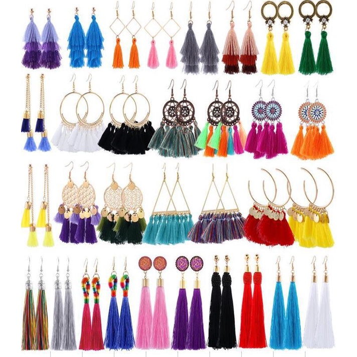 32 pasang anting anting-anting rumbai multi layer bohemian anting-anting fashion Baru temperamen