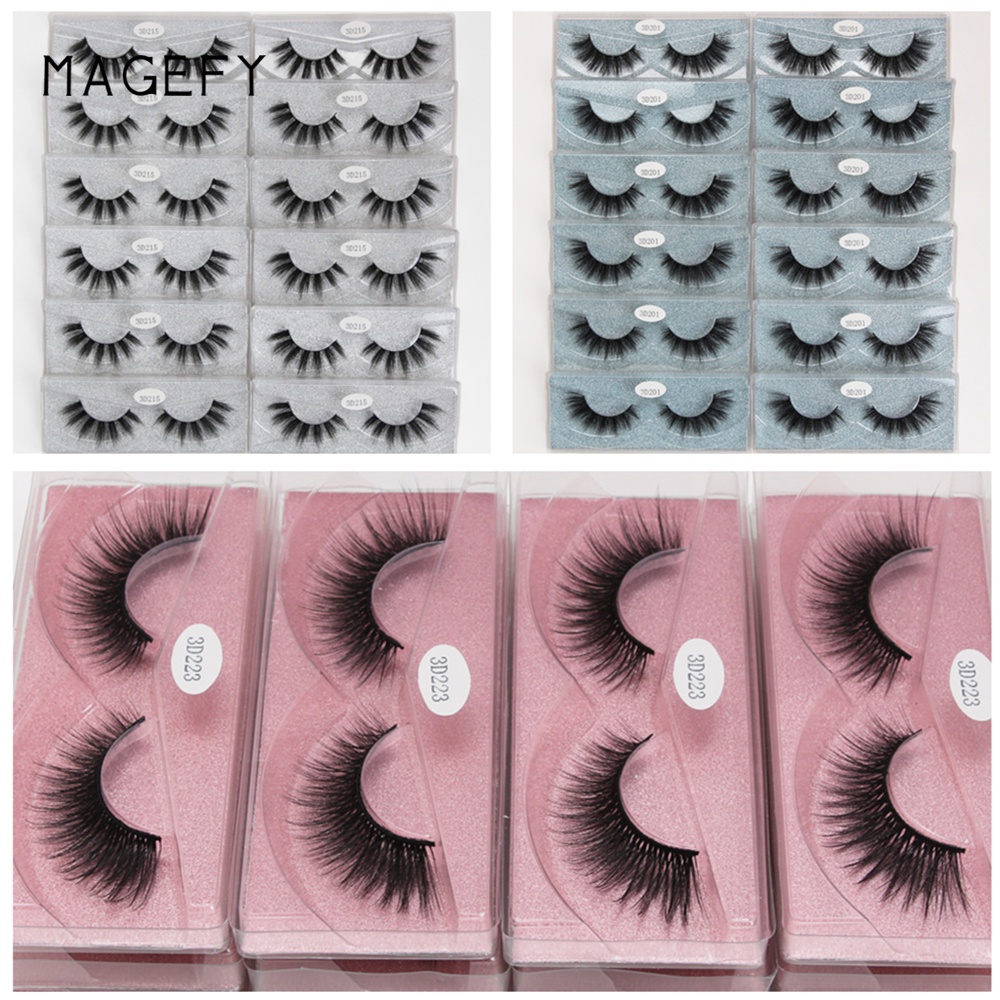 MAGEFY 12 Pairs/Box 3D Handmade False Eyelashes Synthetic Hair 10-15mm Waterproof Soft Thick Natural  False Eyelashes Makeup Beauty Tools