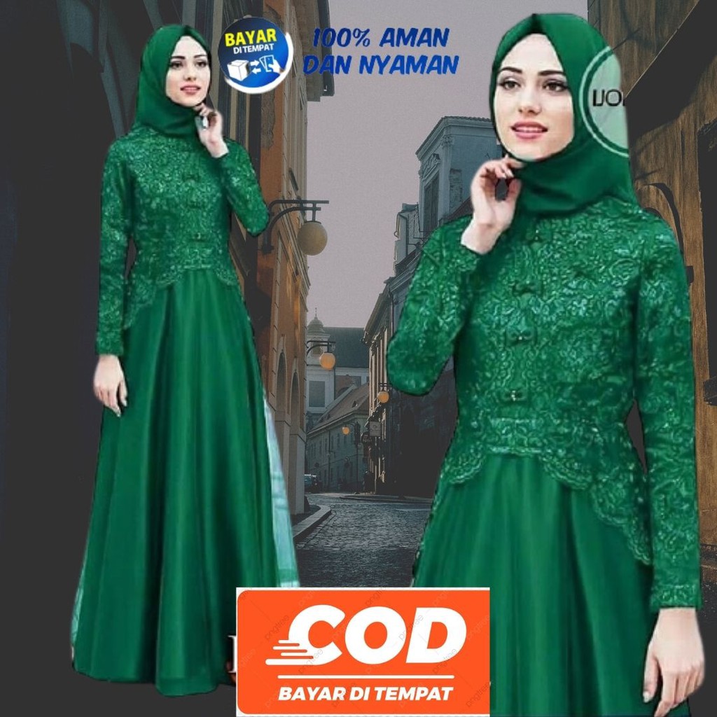 Baju Gamis Dress Kaella Brukat Maxi / Gamis terbaru 2021/gamis brokat /gamis muslimah /gamis wanita