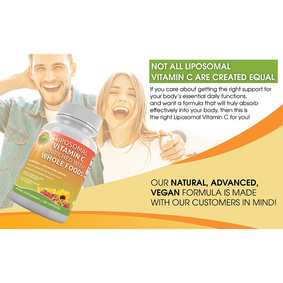 Liposomal Vitamin C 1400mg + ORGANIC WholeFoods Supplements Studio USA