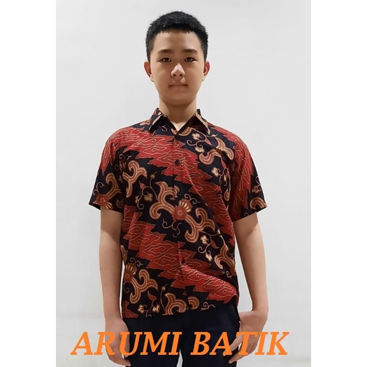 Kemeja Anak Laki Laki Seragam Sekolah Batik 2982 Merah KB PAUD TK SD