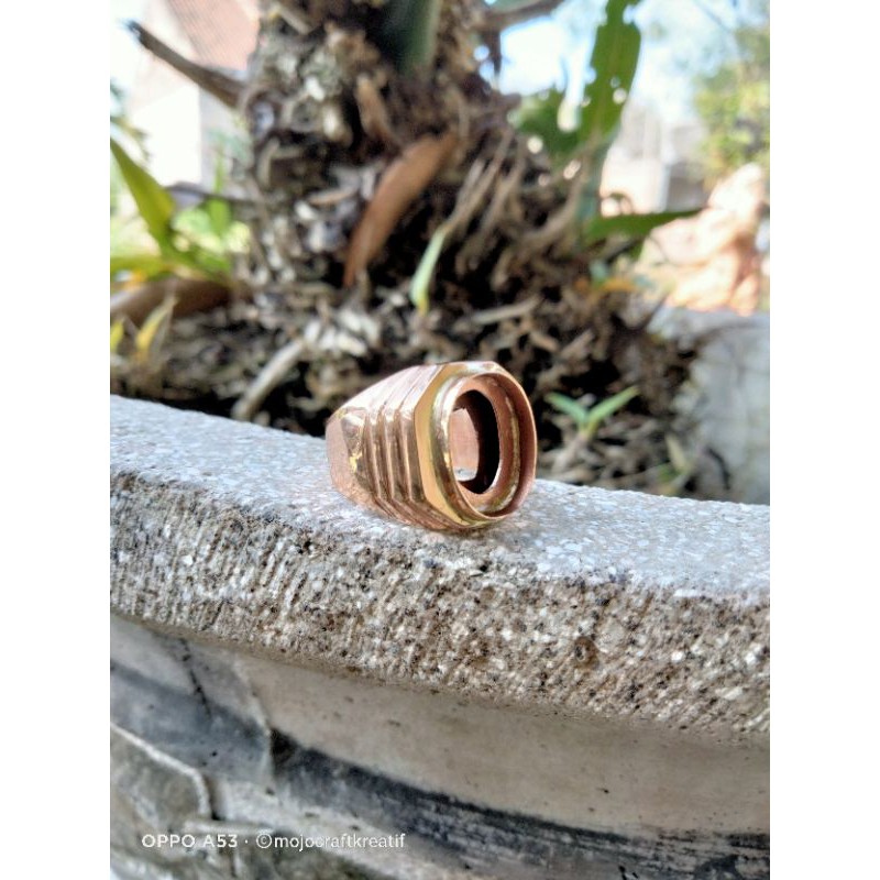 cincin emban segi delapan swasa ukir garis horizontal