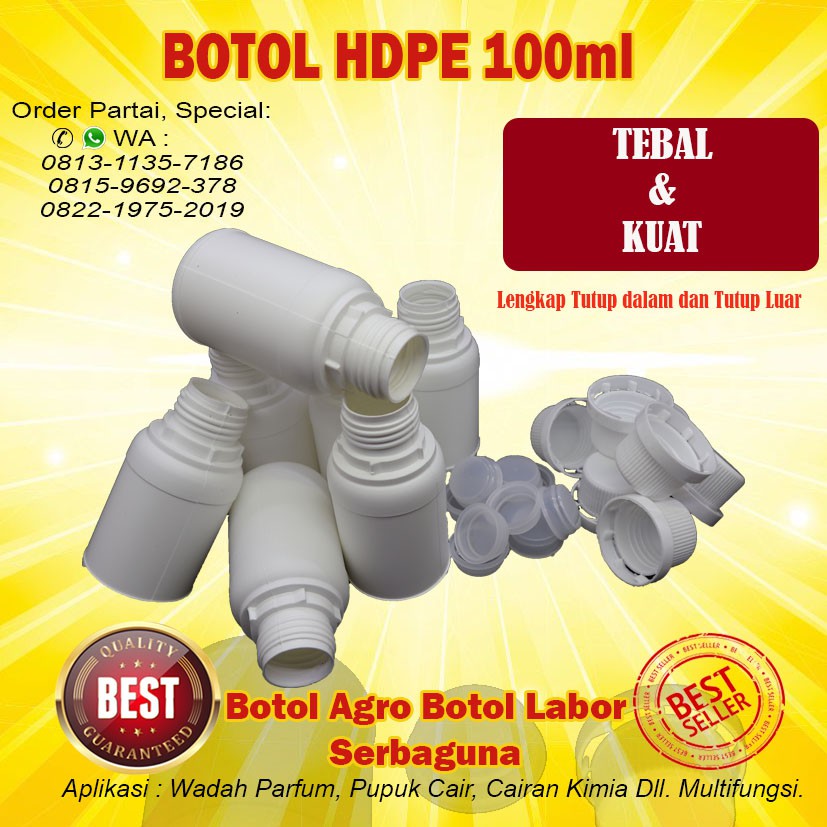 BOTOL 100ml / BOTOL 100 ML / BOTOL LABOR / BOTOL AGRO / BOTOL HDPE / BOTOL KIMIA 100ml