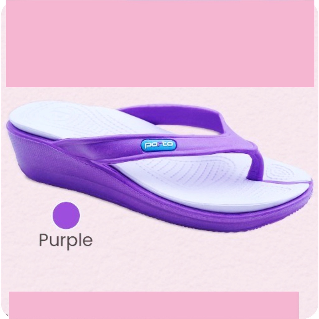 Sendal Wanita Dewasa Slip On Wedges Terbaru Karet PORTO