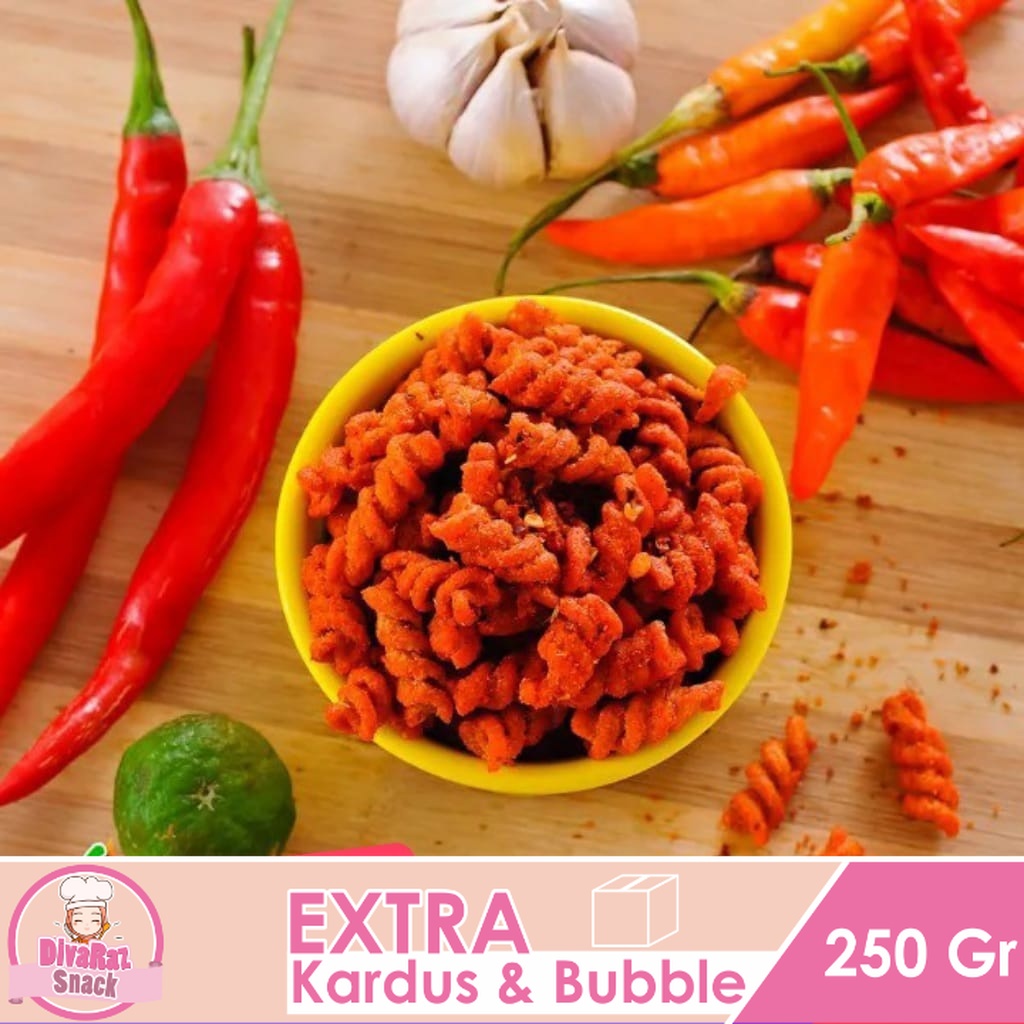 

Snack Kiloan Makaroni Spiral 250gram Pedas Asin Gurih - Divaraz Snack jajanan jadul