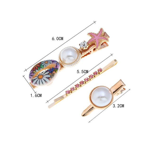 LRC Jepit Rambut Fashion Conch Sea Shell Hairpin Three-piece A58470