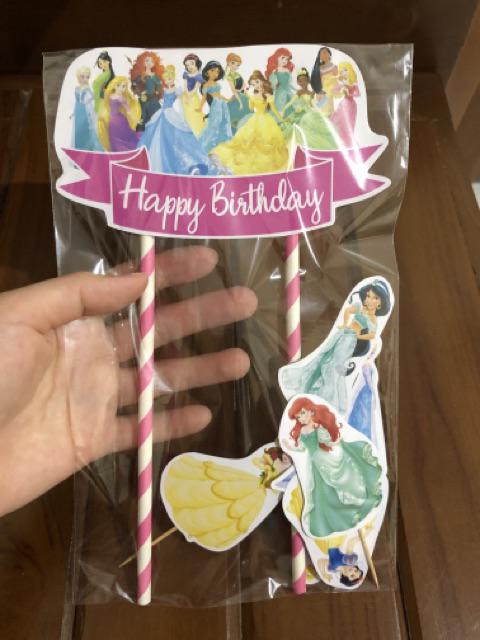 Hiasan Kue Cake Topper Birthday C1 Princesses Isi 7