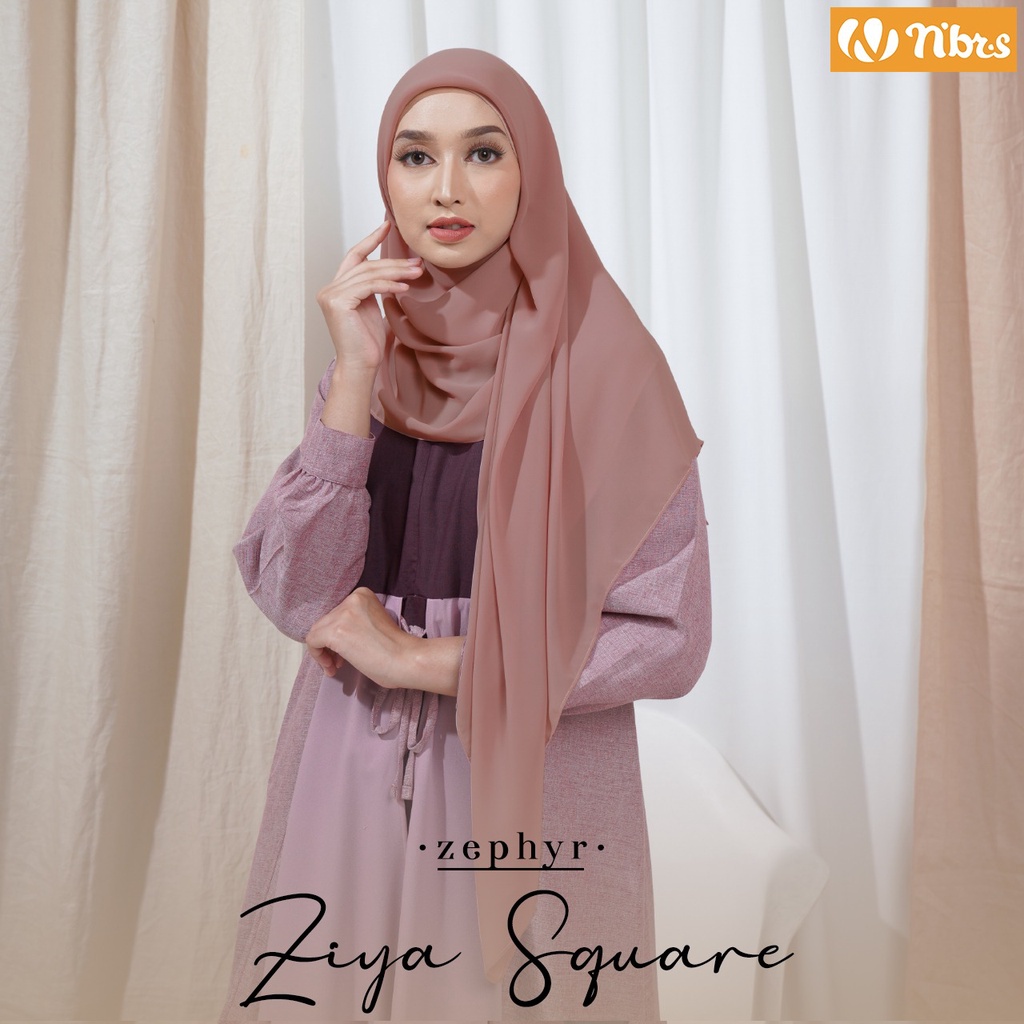 Nibras Hijab ZIYA SQUARE Bahan Bahama Kerudung Segi Empat Polos Syar'i Muslim OOTD