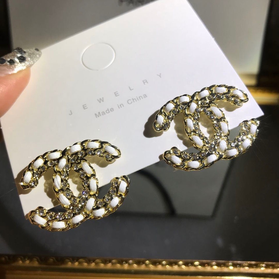 Anting 925 Silver Needle Bentuk Huruf c Ganda Untuk Wanita