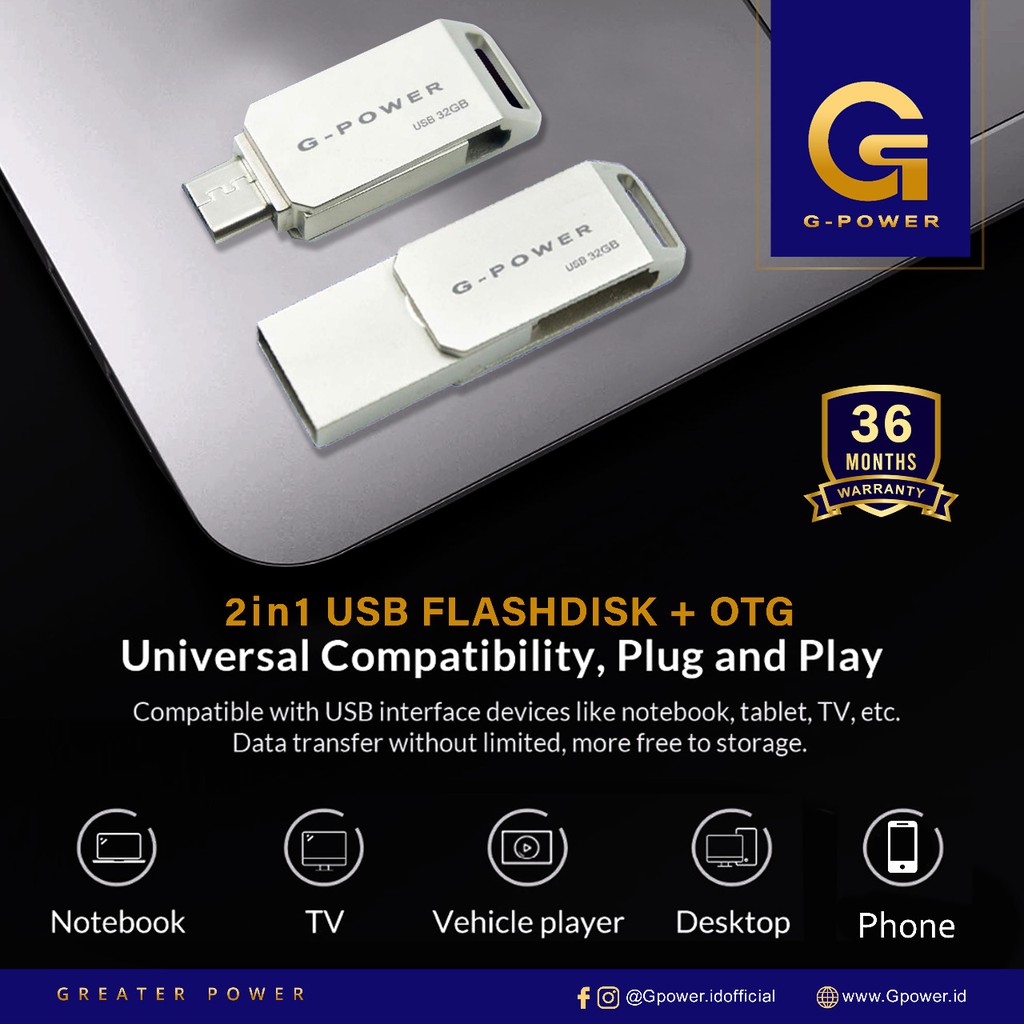 GPOWER USB FLASHDISK + OTG 8GB/16GB/32GB USB HIGH SPEED 3.0 ORIGINAL