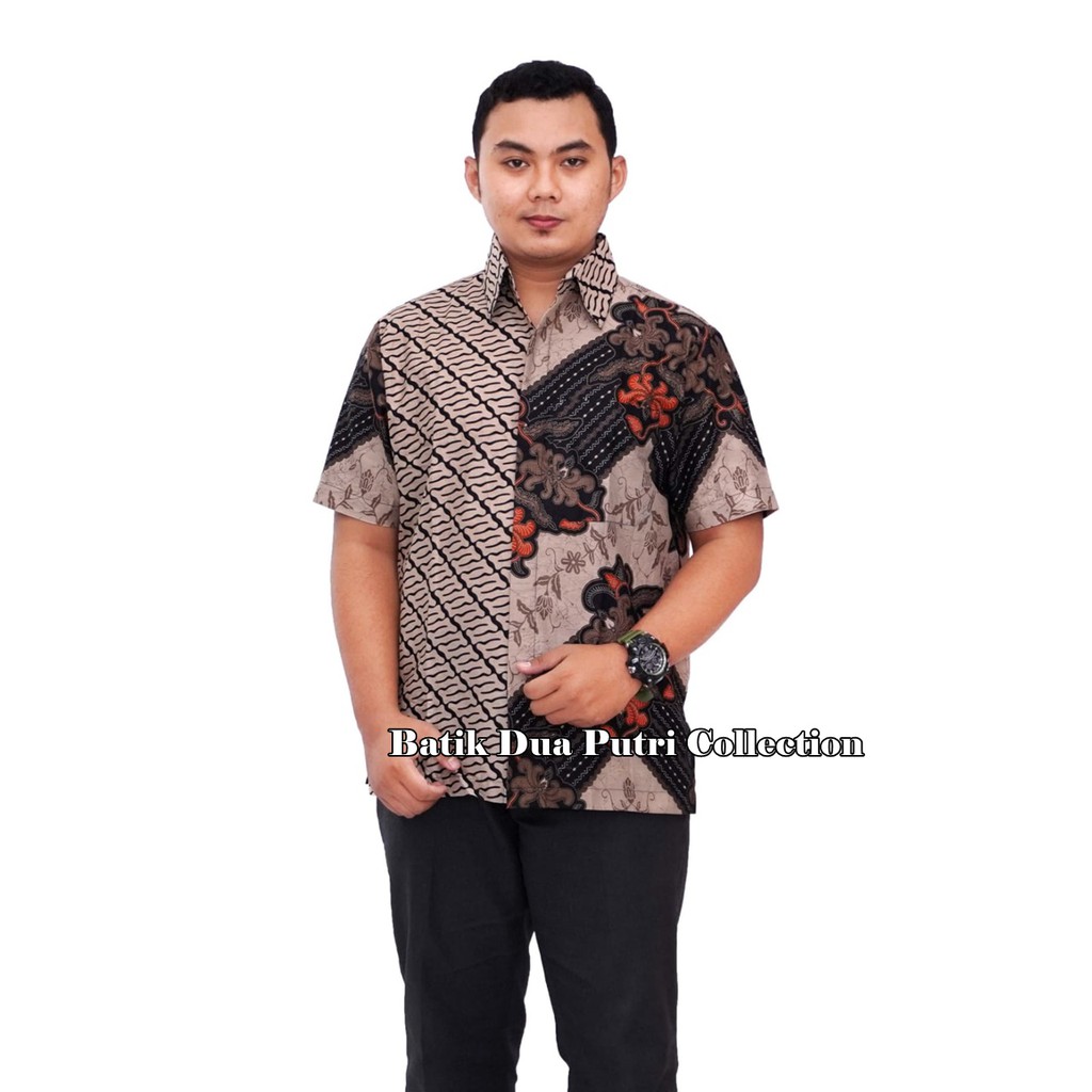 Couple Batik Atasan Wanita Kemeja Batik Pria Cokmud Oren By Batik Dua Putri Collection