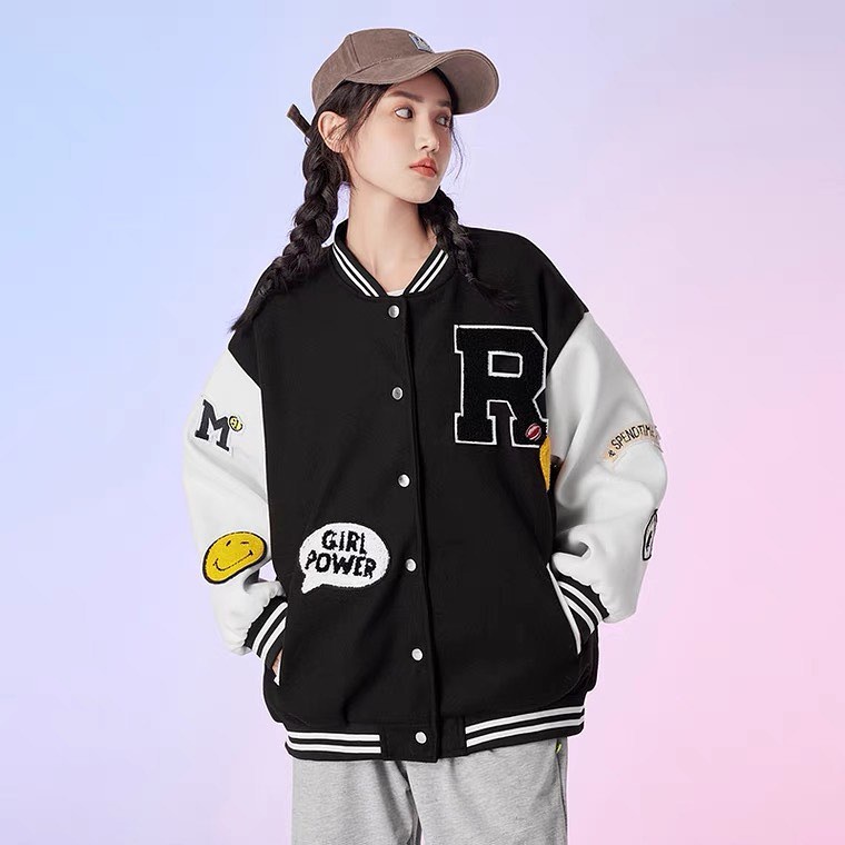 [CYC | COD] Outwear R Baseball Jacket | Fleece Hoodie Wanita Pria Trendy Murah