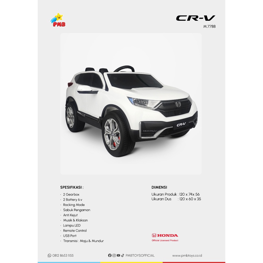 Mainan Mobil Aki Anak PMB M7788 Honda CRV M-7788 CR-V LISENSI mobilan anak murah, mobil aki, mainan anak, mobil remote