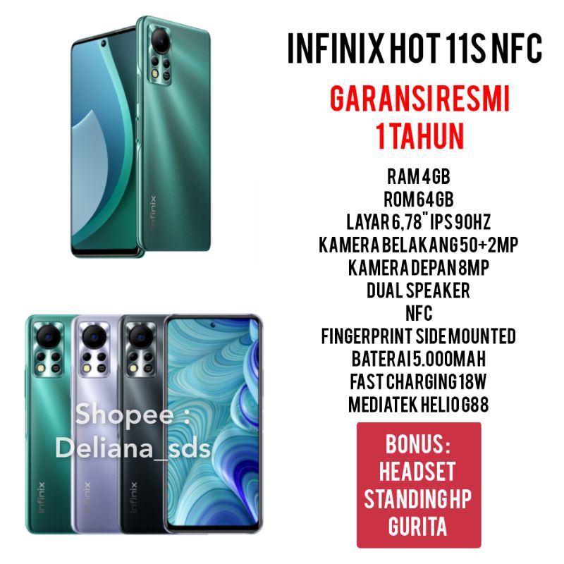 Infinix Hot 11s NFC 4/64 4 64 4/64GB Garansi Resmi 1 Tahun Infinix Hot 11s Infinix Hot 11 s-0