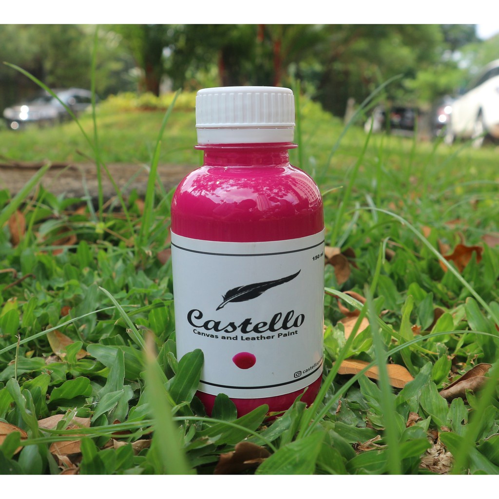 Cat Castello Sepatu dan Tas Fuschia Khusus Kulit &amp; Kanvas