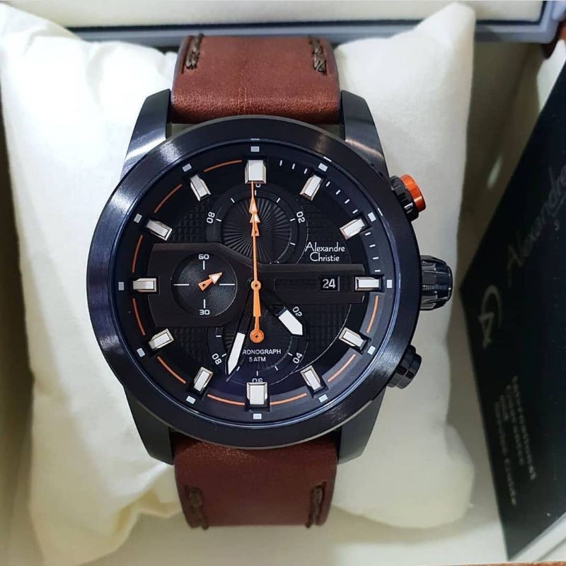 Jam Tangan Alexander Christie Pria Original Ac 6562 Tali Kulit Asli Stainless Steel Garansi Resmi 1 