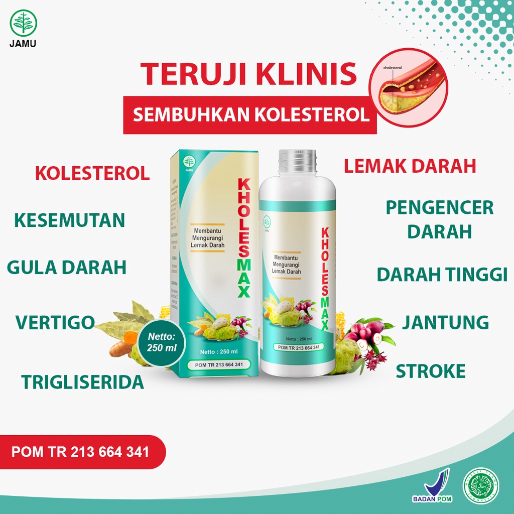 Kholesmax Obat Herbal Kolesterol Normalkan Trigliserida Darah Tinggi Lemak Darah Dalam hitungan jam