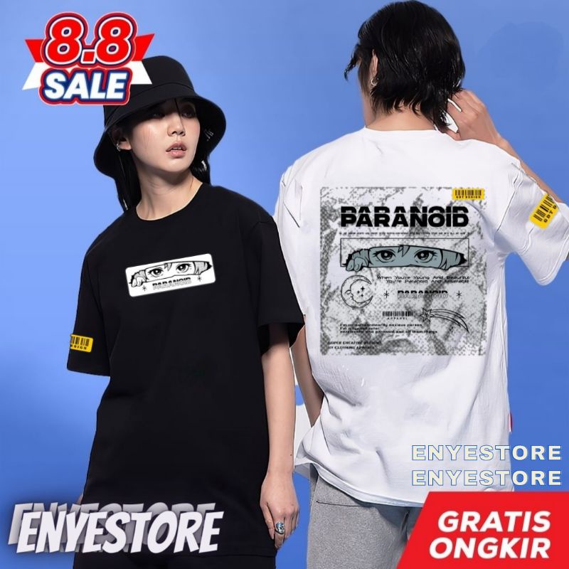 BAJU KAOS PRIA / KAOS PRIA DISTRO PARANOID / KAOS SAMURAI DISTRO / KAOS JEPANG / KAOS TULISAN JEPANG
