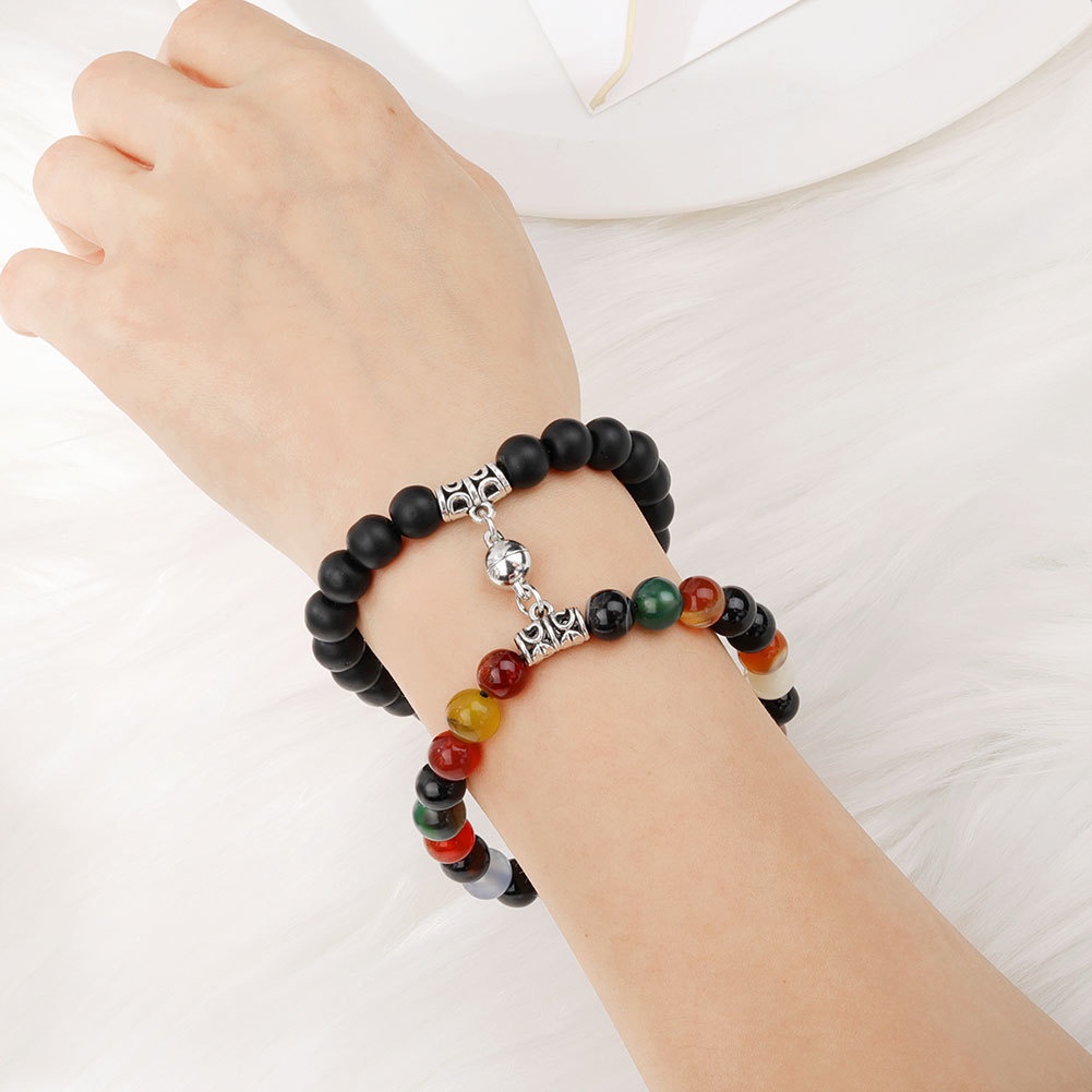 2pcs Gelang Manik-Manik Hati Magnetik Dapat Disesuaikan Untuk Wanita