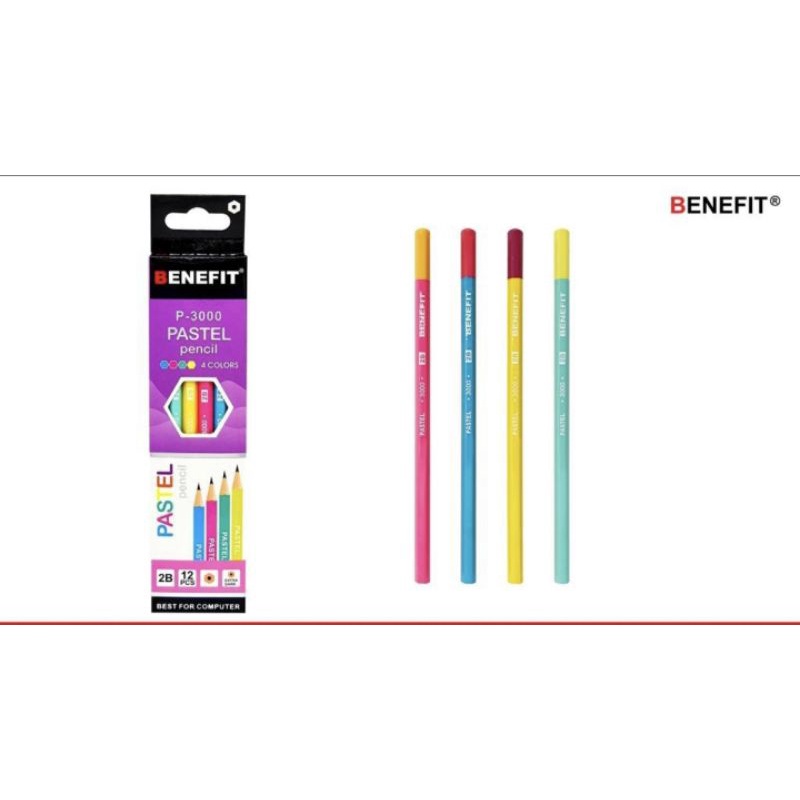 (12pc) PENSIL 2B BENEFIT/PENSIL GOLD/PENSIL PASTEL/2B PENCIL-P-3000 PASTEL