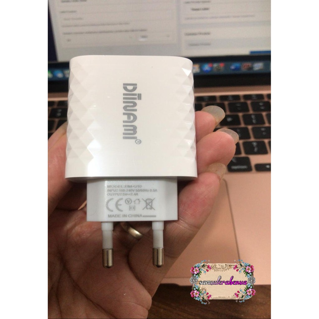 BM058 Diinami Q10 Cashan charger original 2.4Amper Samsung oppo xiaomi realme Vivo Free kabel Micro SB1444